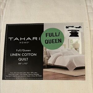 Tahari Cream Linen Cotton Quilt